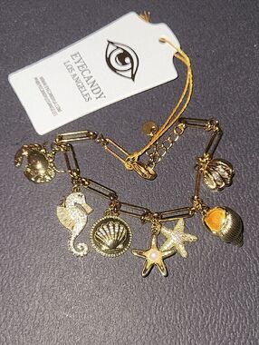 Eye Candy Gold Sea Ocean Charm Bracelet Bnwt Ta